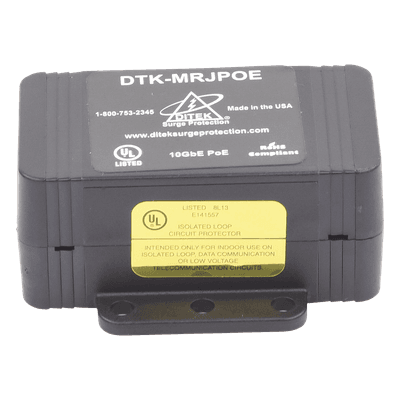 Protector PoE / RJ45 Hembra / 10 GbE / PoE y HiPoE / 0.25 x 0.14 x 0.10 ft / -40°C a 70°C