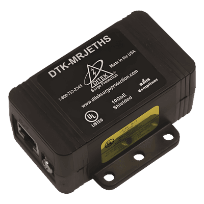 Protector de sobretensión / 10GbE / RJ45 blindado / CAT5e-CAT6A / 20kA / 75V L-G / 6.4V L-L / 144W