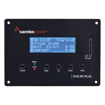 Control remoto para inversor cargador / LCD 4x20 / Conectores RJ-45 y RJ-12 / Registro SD / Monitoreo en tiempo real