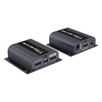 Kit Extensor HDMI para distancias de 50 metros / Soporta resoluciones 720 y 1080P @ 60 Hz / Cat 6, 6a y 7 / Salida Loop en el Tx para visualización local /  Configuración EDID / Soporta control remoto del equipo fuente / Alimente solo el Tx 