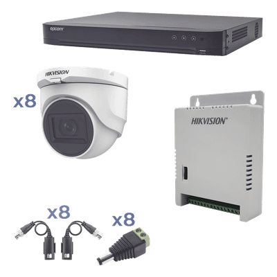 Kit de Videovigilancia TurboHD / DVR 8 Canales / 8 Cámaras Turret / 2.8 mm / 106° / IR 30 m (98.4 ft) / Audio Bidireccional / Reconocimiento Facial