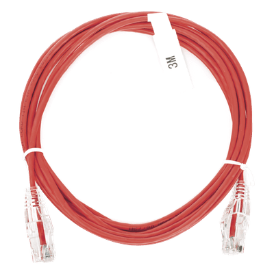 Cable de Parcheo Slim UTP Cat6 / 3 m (9.84 ft) / 28 AWG / Rojo / 1 Gbps