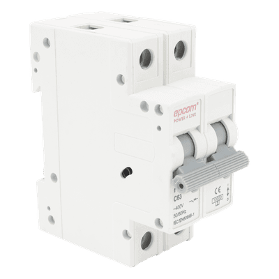 Protección Térmica/ Interruptor 2P, 63 A,  Corriente Alterna  400 Vca para Aplicación Fotovoltaica Montaje Riel DIN