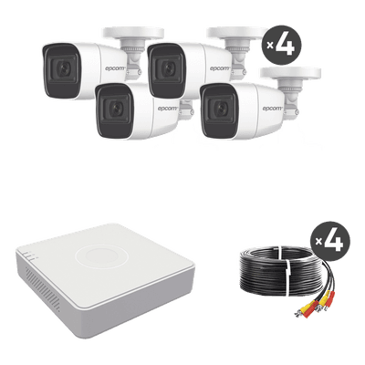 Kit de Videovigilancia TurboHD / DVR 4 Canales / 1080p Lite / 4 Cámaras Bala 2 MP / Audio por Coaxitron / IR 25 m (82 ft)