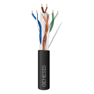 Carrete de Cable Cat6 / 305 m (1000 pies) / Calibre 24 AWG / Exterior UV / -20°C a 60°C / 400 MHz / RoHS