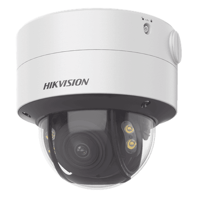 Domo IP / 4 MP / Color 24/7 / Lente Varifocal 3.6-9 mm / Luz Blanca 40 m (131 pies) / WDR 130 dB / IP67 / IK10 / AcuSense / MicroSD 512 GB