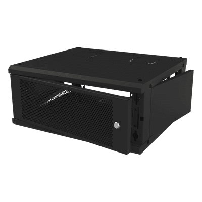 Gabinete de Pared Fijo, Con 4 Unidades de Rack, de 19 in, Fabricado en Acero, Puerta Perforada. 