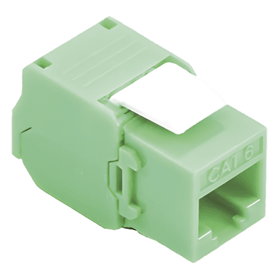 Módulo Jack Keystone / Cat6A / RJ45 Sin Blindaje / Terminación Ángulo 180° / Color Verde / 1 Puerto
