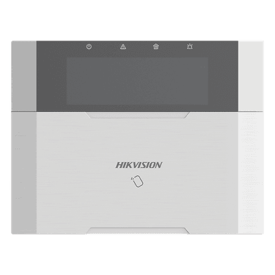 Teclado de alarma / Pantalla LCD / Lector RFID integrado / 2 zonas cableadas / 1 salida de alarma / 64 llaveros / 12VCC / 150x115x28 mm / 5.9x4.5x1.1 in