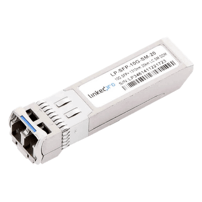 Transceptor SFP+ / 10 Gbps / Monomodo 1310 nm / LC Dúplex / 20 km (12.4 mi) / DDM / Hot-Pluggable