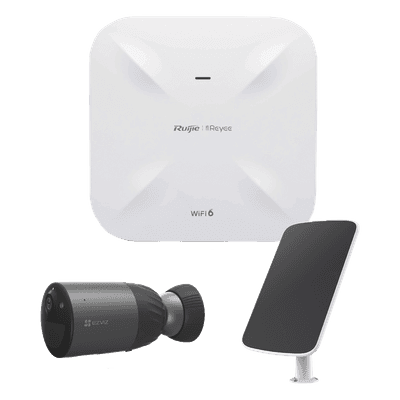 Kit de Vigilancia Wi-Fi 6E / Access Point 1.775 Gbps / Cámara de Batería / Panel Solar 23.5% / IR 30 m (98.4 ft) / IP66