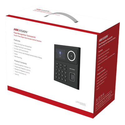 Kit de Control de Acceso Biométrico / Reconocimiento Facial 500 Rostros / Huella y Tarjeta MIFARE 1,000 / Detección 0.3 a 2 m (0.98 a 6.56 ft) / Alimentación 12V CC Incluida / Interior