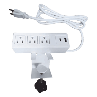 Tomacorriente para Escritorio / 3 Contactos 110VCA / 2 Puertos USB-A y USB-C PD / Bracket Ajustable / 154.7 x 38 x 48.7 mm