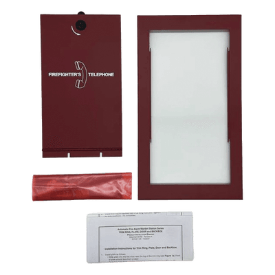 Puerta con cerradura / montaje en superficie / 38.56 x 21.75 cm / esmalte rojo horneado / para auricular AFAWS-TELC
