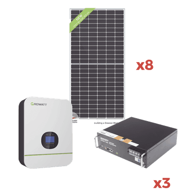 Kit Solar Autónomo / 4400Wp / 14.976kWh / 3000W Inversor / 120Vca / 1400W Max / 10h Operación