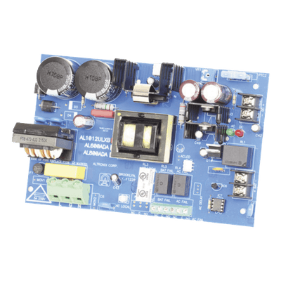 Fuente de Poder Tipo Tarjeta / 115VAC a 12VDC / 10A Continuos / Respaldo de Batería / Failover Instantáneo / Supervisión AC y Batería / UL294
