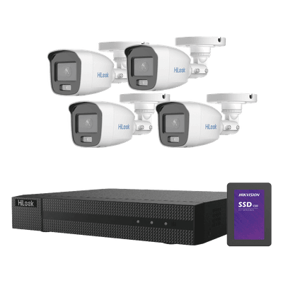 Kit TurboHD / 2 Megapixel / 5 Canales / ColorVu 20 m (65.6 ft) / SSD 1 TB / Audio Integrado