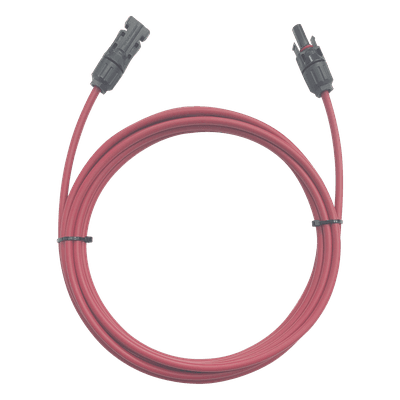 Cable Fotovoltaico / 1 m (3.28 ft) / 6 mm² (10 AWG) / Rojo / MC4 Macho-Hembra / -40°C a 90°C / 1000/2000 V