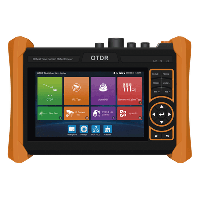 Tester Profesional OTDR y Video / Alcance 150 km (93.2 mi) / Rango Dinámico 34 dB / Pruebas 4K/8K / PoE Integrado / Pantalla 5.4" Táctil / Wi-Fi 2.4 GHz