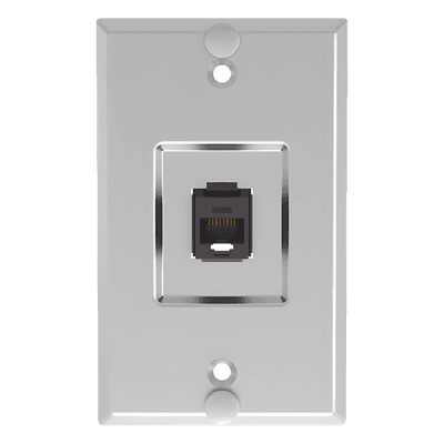 Placa de Pared Vertical / 1 Puerto Keystone / Jack Cat6 / 110 Impacto / Acero Inoxidable / 2.74 x 4.50 in