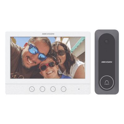 Kit de Videoportero / Pantalla LCD 7" / 720p / Gran Angular 130° / Frente de Calle IR 3 m (9.8 ft) / Conexión 4 Hilos / 3 Monitores / 2 Frentes de Calle
