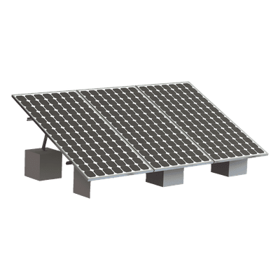 Estructura de Montaje Solar / 3 Módulos Fotovoltaicos / Riel Tipo 8 de 4050 mm / Aluminio Anodizado / Resistencia al Viento 136 km/h / Ángulo 20° a 45°