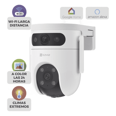 Cámara PT IP / Doble Lente 10 Megapixel / 3K 2880x1620 / Wi-Fi 2.4 GHz / IR 30 m (98.4 ft) / Visión Nocturna a Color / Audio Bidireccional 100 dB / IP65