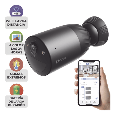 Cámara IP WiFi / 4K 8 MP / Lente 2.8mm / Visión Nocturna Color 15 m (49.2 ft) / Batería Recargable / Audio Bidireccional / IP65