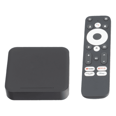 STB 4K Android con Google TV / Alto Rendimiento / Conexión Wi-Fi y por Cable / Control Remoto Bluetooth / Salida HDMI