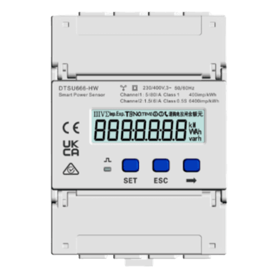 Sensor Trifásico de Medición / Red 3P4W/3P3W / Voltaje 90~1000 VCA / Corriente 0~80 A / Precisión ±0.5 % / Frecuencia ±0.01 Hz / Montaje Riel DIN