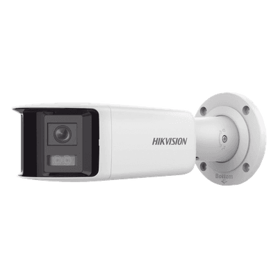 Cámara Bala IP / 4 Megapixel / Dual Lente 2.8 mm / Panorámica 180° / IR 40 m (131.2 ft) / WDR 120 dB / IP67 / Audio Bidireccional / PoE