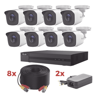 Kit de Videovigilancia TurboHD / DVR 8 Canales 1080p Lite / 8 Cámaras Bala 2 Megapixel / IR 20 m (65.6 ft) / Audio por Coaxitron / Cables Coaxiales 20 m (65.6 ft)