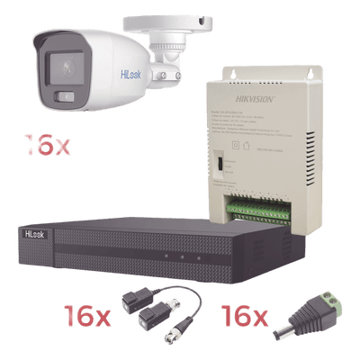 Kit TurboHD / DVR 16 Canales / 1080p Lite / 16 Cámaras Bala / ColorVu 20 m (65.6 ft) / Audio Integrado