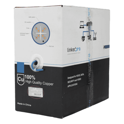 Bobina de Cable U/UTP Cat6A / 305 m (1000 ft) / 10G-BaseT / 500 MHz / Calibre 23 AWG / CMR / 100% Cobre
