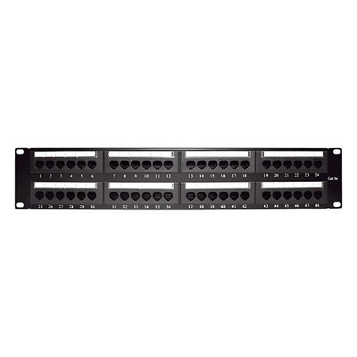 Panel de Parcheo de Impacto / 48 Puertos / Cat5e / 19 Pulgadas (48.26 cm) / 2U / T568A/T568B / Barra Organizadora