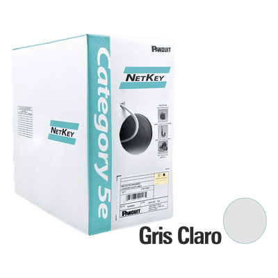 Bobina de Cable UTP / Cat 5e / 24 AWG / CMR Riser / 305 m (1000 ft) / 4 Pares / Cobre Sólido / Gris Claro