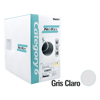 Bobina UTP Cat 6 / 305m (1000ft) / 24 AWG Cobre / CMR Riser / 250 MHz / 4 Pares / Gris Claro