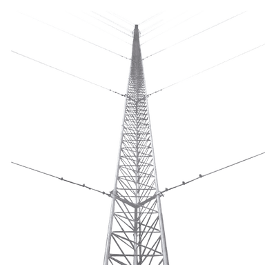 Torre Arriostrada de Piso / 18 m (59.1 ft) / 6 Tramos / Carga Axial 350 kg / Resistencia Viento 200 km/h / Galvanizado Electrolítico ASTM B-633