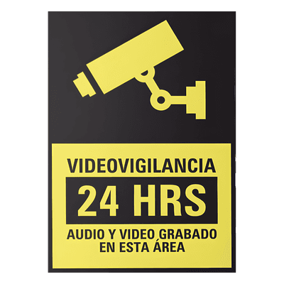 Letrero de Videovigilancia / Poliestireno Resistente / 20 x 30 cm (7.9 x 11.8 in) / Interior y Exterior