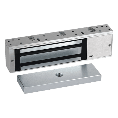 Electroimán de retención / 12-24 VDC auto-sensitiva / 1.200 lbf / 230 mA / Puerta de una sola ala / Diseño a prueba de fallos