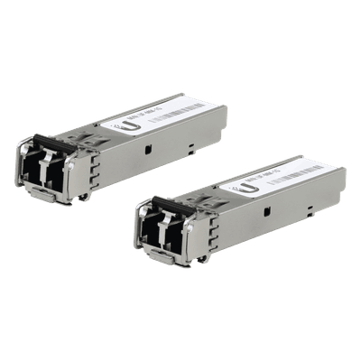 UFiber Módulo SFP, transceptor MiniGibic MultiModo 1.25 Gbps, distancia 550m, conectores LC, paquete de 2 piezas