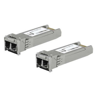 UFiber Módulo SFP+ 10G, transceptor MiniGibic MultiModo 10 Gbps, distancia 300m, conectores LC, paquete de 2 piezas