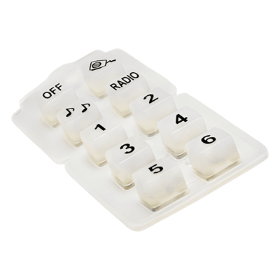 Botonera de silicón / Control de sirena / 10 botones de goma / Iluminación posterior / Montaje angular ajustable / 100W / 8 relés 10A